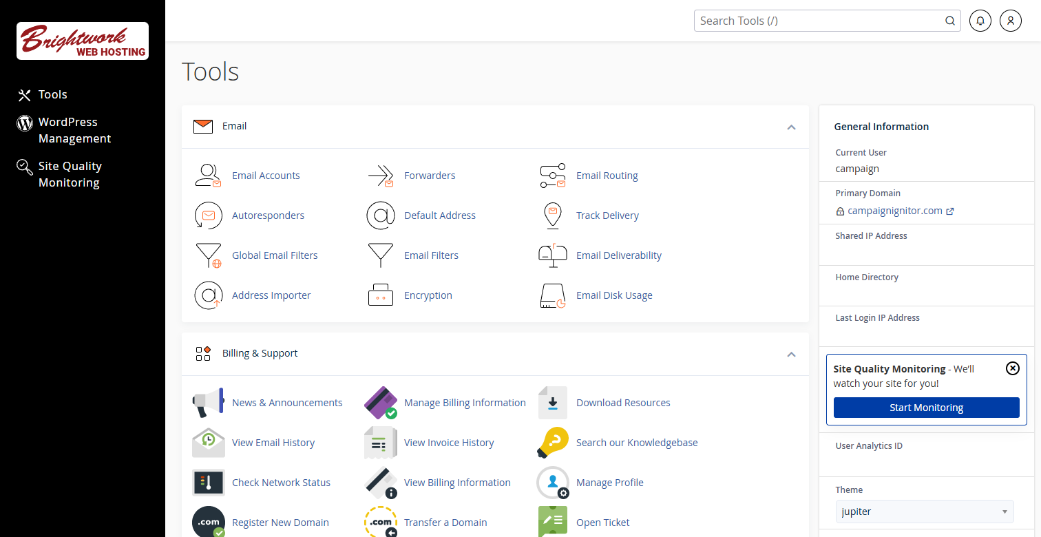 cPanel Dashboard